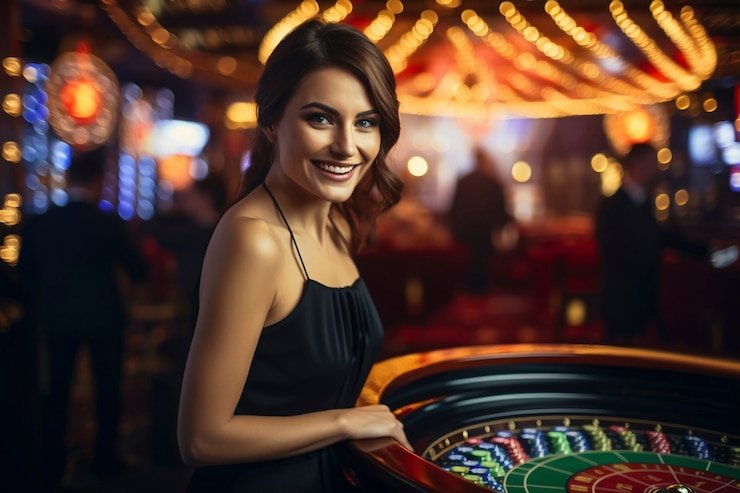 Studio Monopoly Live dengan papan permainan bercahaya dan pembawa acara profesional